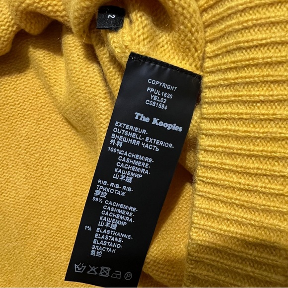 The Kooples yellow mustard cashmere cardigan oversized crop length sweater sz 2 - Picture 4 of 11
